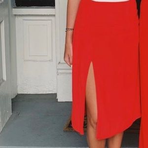 Superdown bright red midi skirt